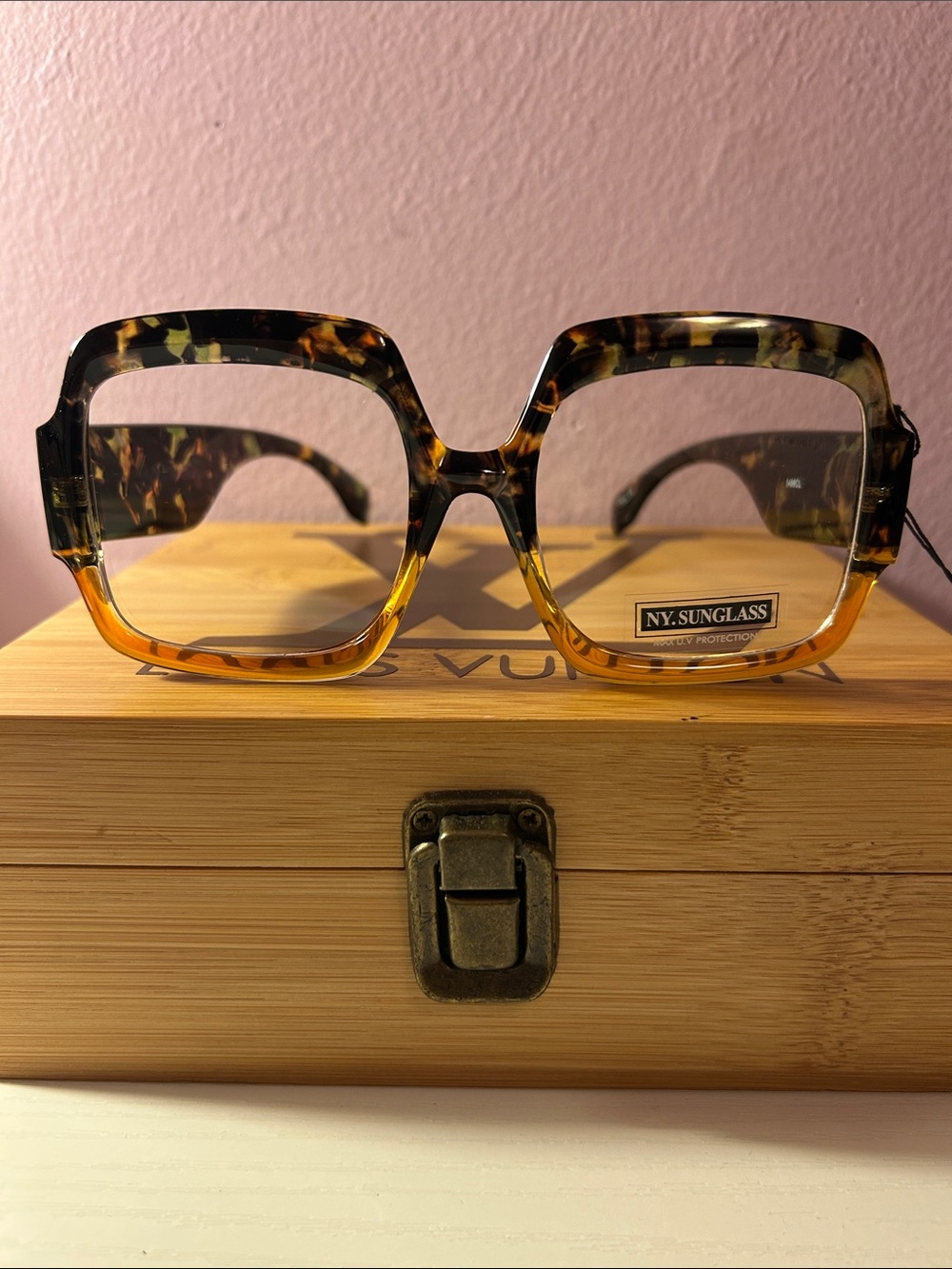 Gradient Tortoiseshell Square Eyeglasses- Brown/Yellow